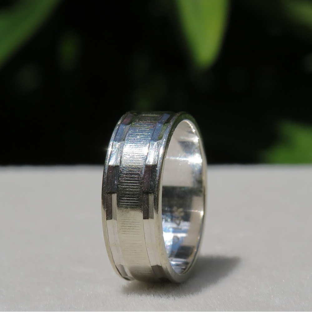 Vintage 14k White Gold Orange Blossom Ring Band 6mm Size 5 3.88g - Picture 9 of 9